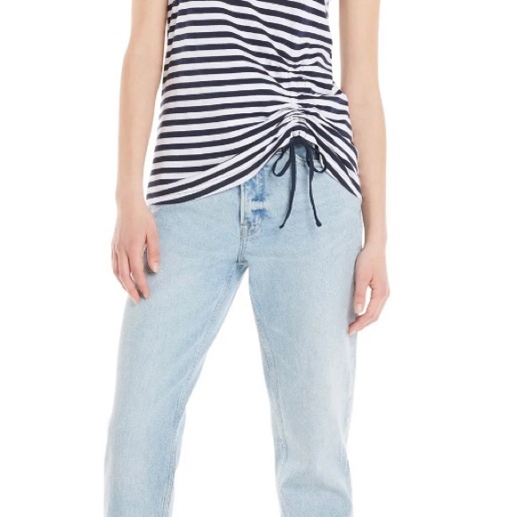 TIME & TRU Womens Tank Top Size Small 4-6 Striped Ruched Front New - Picture 3 of 7